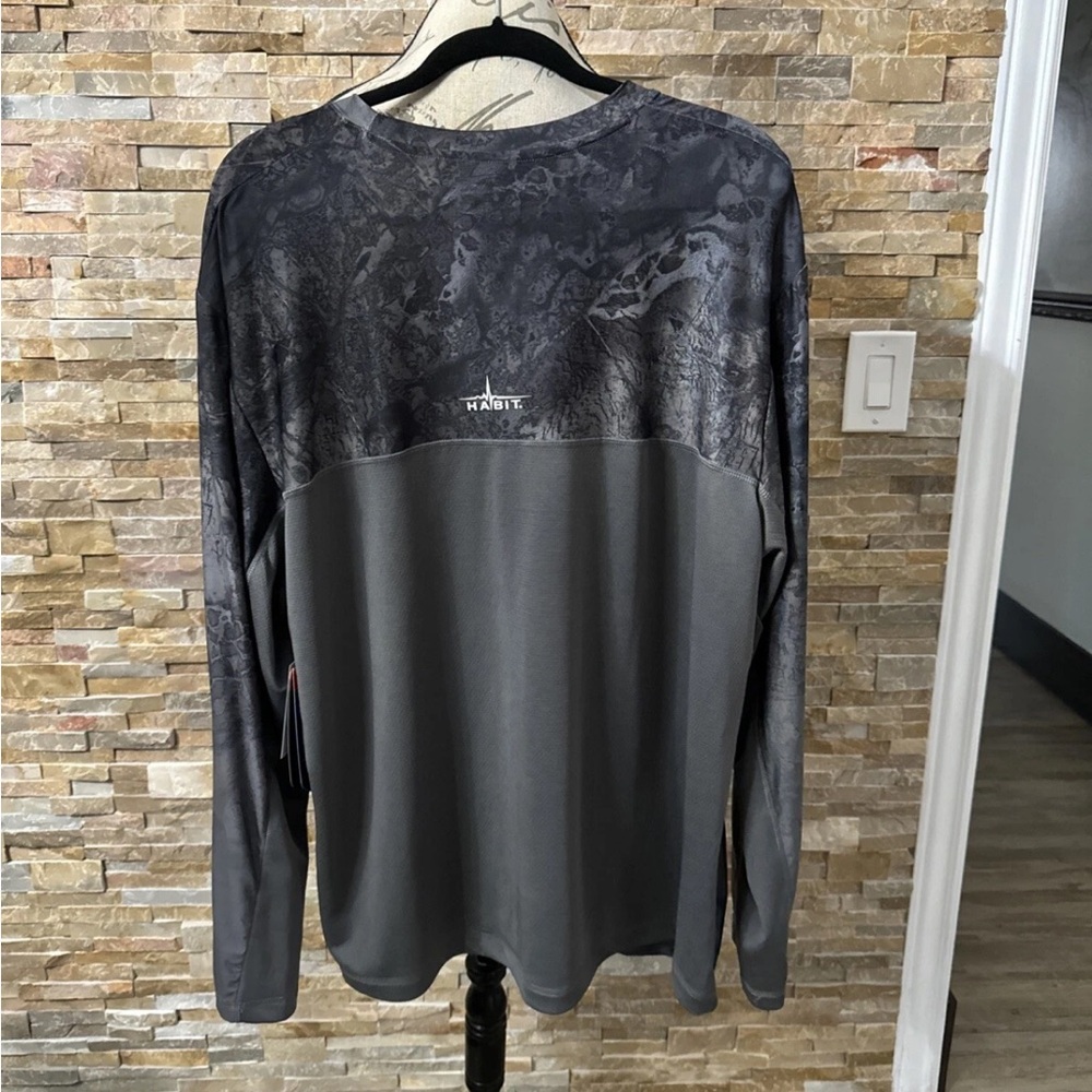 Habit Solar Factor 40 UPF Men's Gray Long Sleeve cooling shirt 2XL